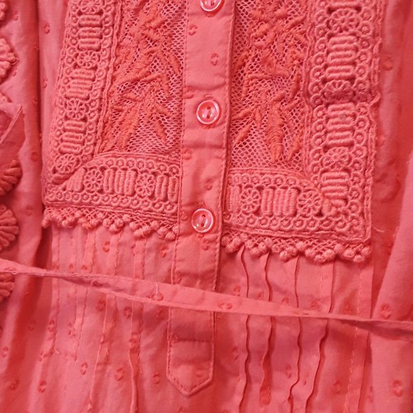 Anthropologie Leifnotes Pink Lace peasant Top - Picture 11 of 13
